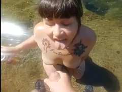 DD Sadie Takes Daddy's Cum On Her Face at the River