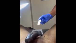 Wax Lady Nutted While Receiving Exfoliating Massage