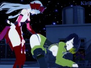 Preview 2 of Leiur Darâhim and Chris Yukine have intense futanari sex on a rooftop at night. - Symphogear Hentai