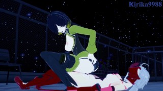 Leiur Darâhim and Chris Yukine have intense futanari sex on a rooftop at night. - Symphogear Hentai