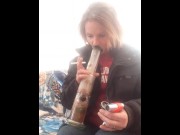 Preview 1 of Bong toke quick and smoke & playtime with vibrator
