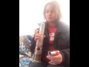 Preview 2 of Bong toke quick and smoke & playtime with vibrator