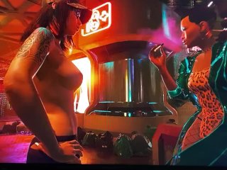 pussy licking, video game sex, cyberpunk 2077, strap on