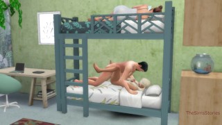 Beau-père baise sa belle-fille sur un lit superposé