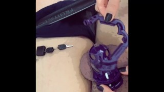 Giving my slave a ruined orgasm with my feet after locktober