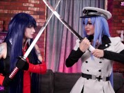 Preview 2 of Akame and Esdeath enjoy Tatsumi dick Leah Meow