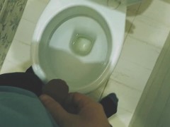 Teen boy pissing in toilet at home / Andris
