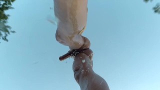 Shower outside/outdoor with boner and slowmotion