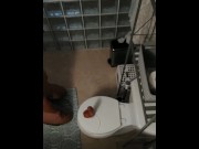 Preview 1 of Hot Latino Sucking Huge Dildo On The Toilet