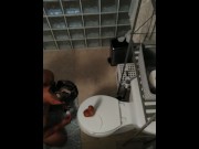 Preview 6 of Hot Latino Sucking Huge Dildo On The Toilet