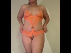 Sexy Latina Lingerie G-string try on for sugar daddy 