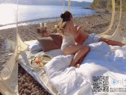 Preview 3 of ロマンティックな透明テントで中出しセックス。完全プライベートビーチでイチャラブ。バック・正常位・騎乗位でがちいき。ドローンハメ撮り！日本人カップル/素人/パイパン/素人/スタイル抜群/巨乳/ハーフ美女