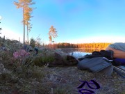 Preview 4 of Sex on a reindeer skin next to a forest lake - RosenlundX - VR 360 - 5,7k 30fps