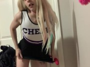 Preview 1 of Sweet petite teen cheerleader makes you lose No Nut November