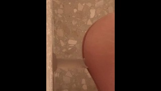 fucking myself in the bathroom while roommates are home