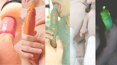 Fucking my ass with dildo / cum in condom