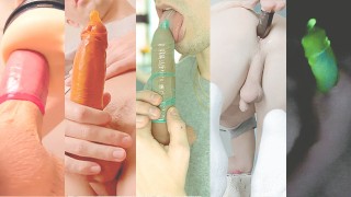 Fucking my ass with dildo / cum in condom