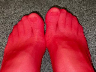 verified amateurs, stockings, red stockings, feet worship