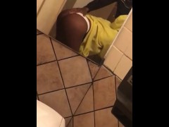 Getting sloppy top in the restaurant bathroom from cheating ebony thot