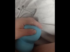 goth guy cums hard after fucking himself furiously with stroker toy
