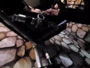 Preview 4 of FFM Restraint chair hot milf threesome sex with Asian dominatrix