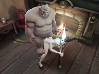 Sexy Heks Met Silver Haar Neemt Ogre Dick Van Achteren | Warcraft Porno Parodie