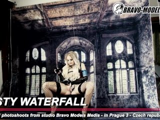 kristy, babe, cosplay, waterfall