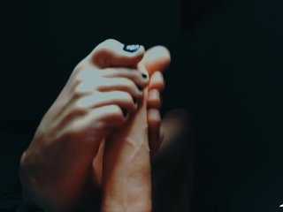 Perfect Dildo Footjob from Stunningly Flexible Feet_with Black Toenails