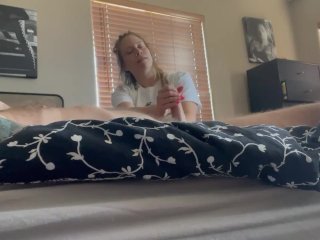 She likes me to kiss her feet while she strokes my cock