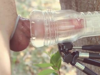 Warm morning outdoors milking my swollen cock with my fleshlight