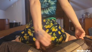Facesitting in shorts until he finishes 
