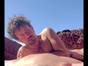 Preview 4 of Sucking stroking and cum on a gay cruising public beach