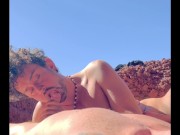 Preview 6 of Sucking stroking and cum on a gay cruising public beach