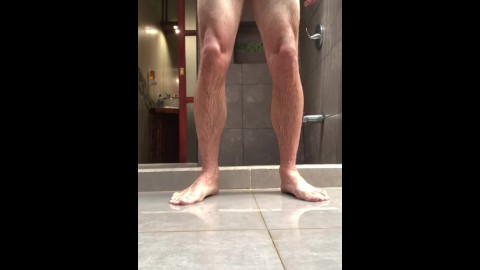 Size 15 Foot Master Stroking and Cumming in Shower While Showing Feet