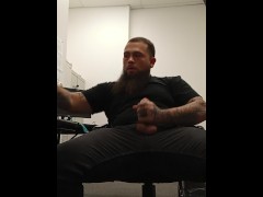 Dad jacking off in his office cumshot