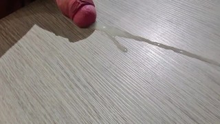 big dick Cumshot on table 