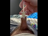 Cumming in foreskin using vibrater