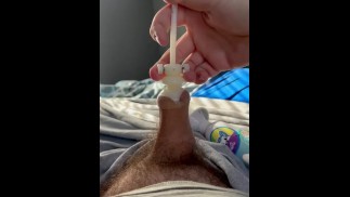 Cumming in foreskin using vibrater