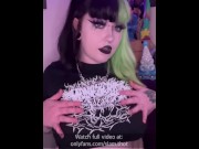 Preview 1 of Goth slut bounces on big horse cock dildo - slamthot