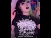 Preview 2 of Goth slut bounces on big horse cock dildo - slamthot