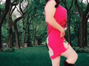 Preview 6 of Cute face public hot sexy dancer in the park model cosplayer