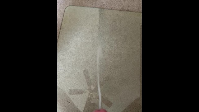 Solo cumshot while working from home