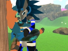 Female protogen gets pounded by cute wickerbeast by the shore