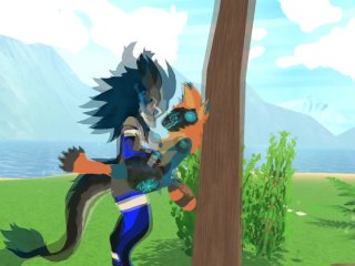 Female protogen gets pounded by cute wickerbeast by the shore