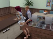 Preview 6 of Sims 4, real voice, husband cheating with young maid next to wife