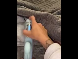 Girlfriend fucking her self squirting then cumming 😈💦🍆