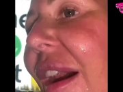 Preview 6 of Classy takes a cum load on her face then walks around the streets with it dripping down her face