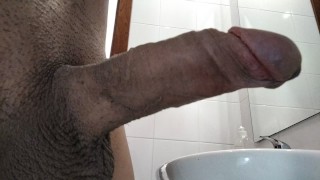 Jerking off in a hotel bathroom, excited and horny 