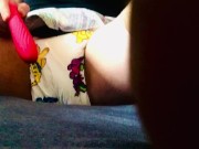 Preview 2 of Femboy masturbate with vibrator thru cute and wet diaper. ( it's a real pleasure 😉)