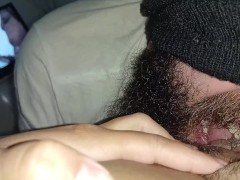 bitch moaning with lust while watching porn with my mouth making her ejaculate she loves to see dick